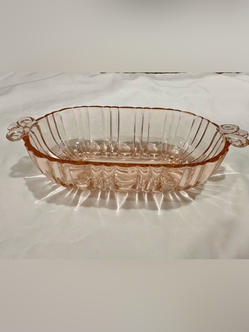Vintage Anchor Hocking Pink Depression Glass "Old Cafe" Oval Relish Dish